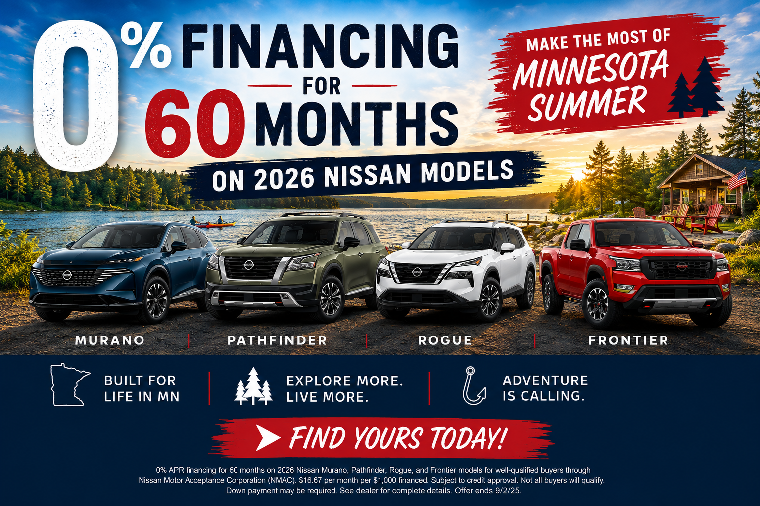 0% for 60 Months right now on Nissan Models