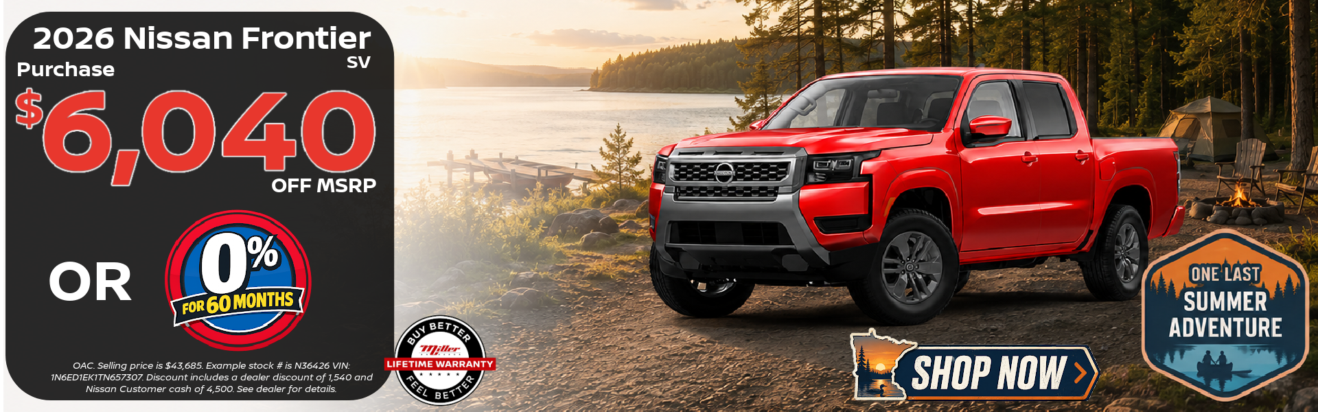 Big Savings this month on Nissan Frontier at Miller Auto