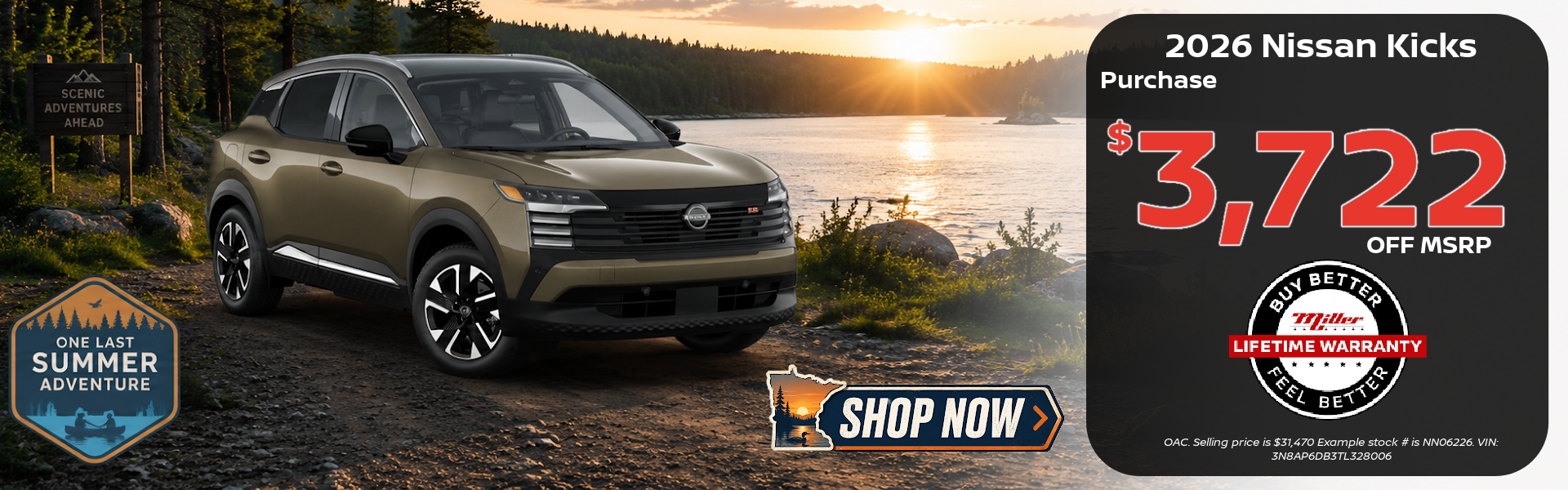Big Savings this month on Nissan Kicks at Miller Auto
