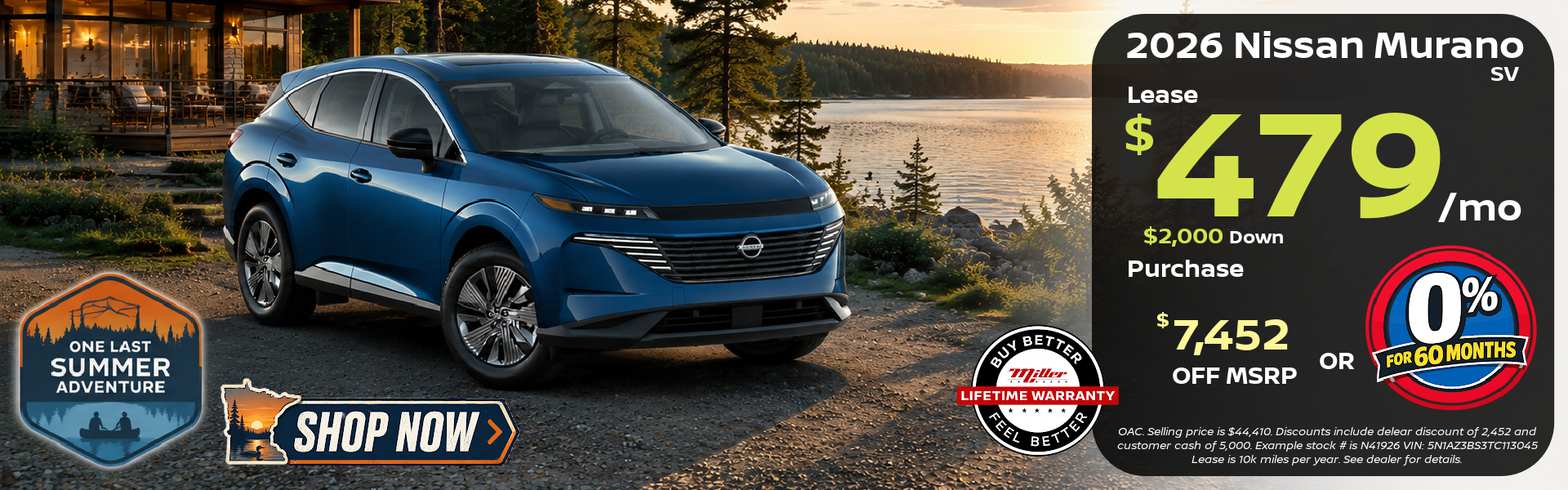 Big Savings on Murano this month at Miller Auto