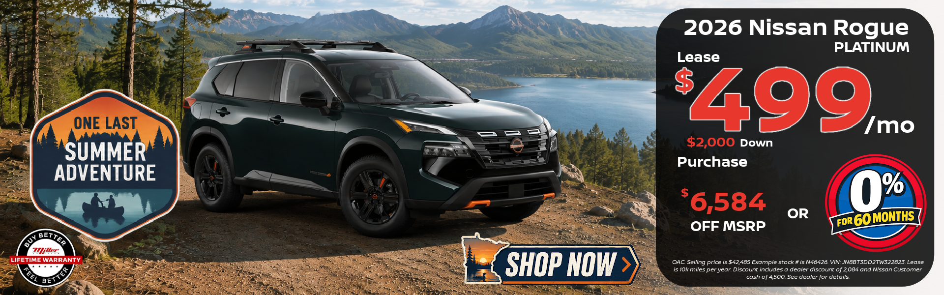 Big Savings this month on Nissan Rogue at Miller Auto